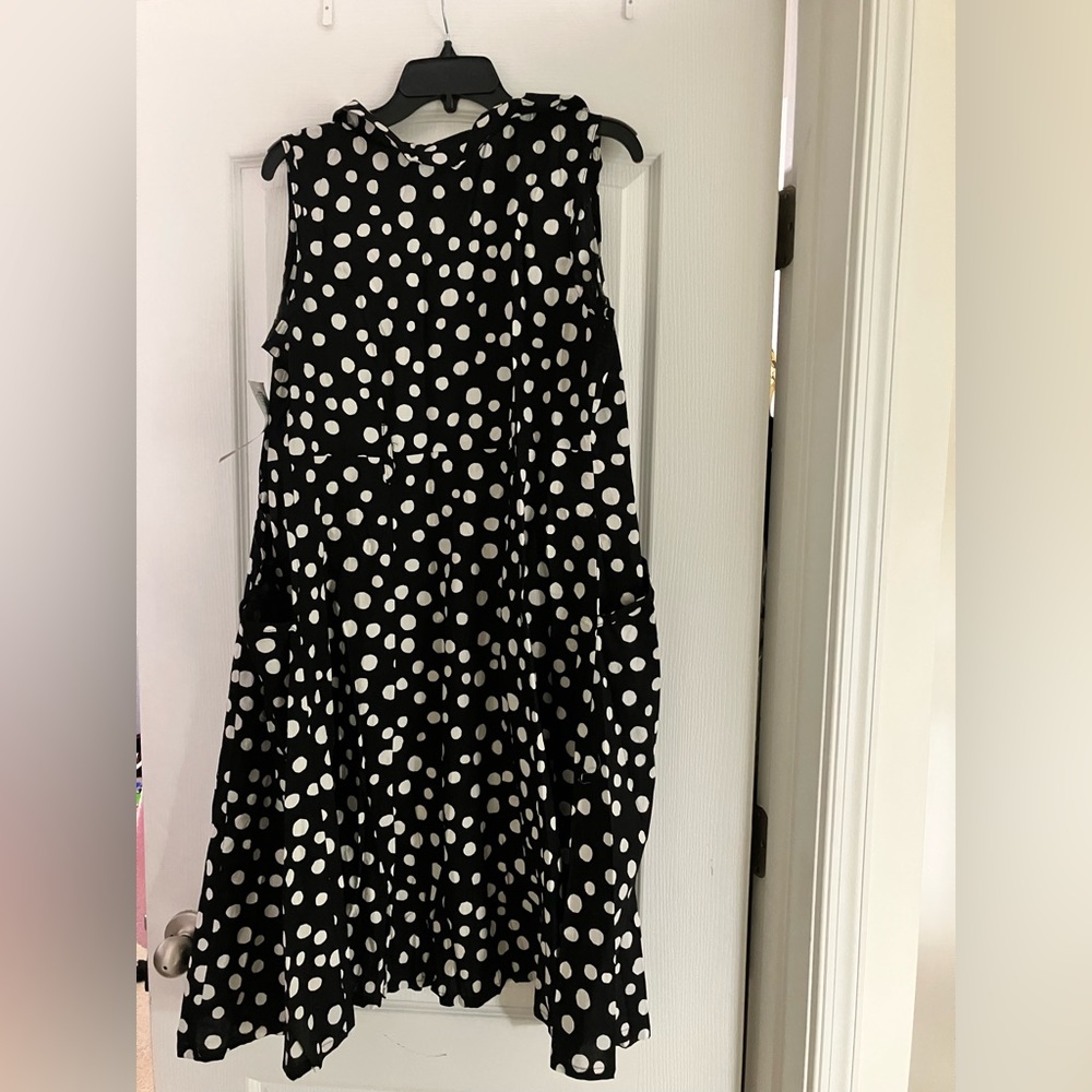 Button Down Polka Dot Dress With Pockets